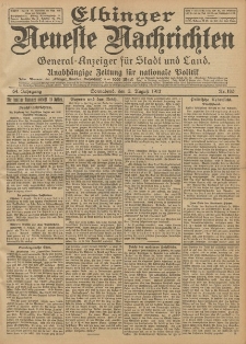 Elbinger Neueste Nachrichten, Nr. 180 Sonnabend 3 August 1912 64. Jahrgang