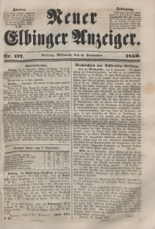Neuer Elbinger Anzeiger, Nr. 177. Mittwoch, 11. September 1850