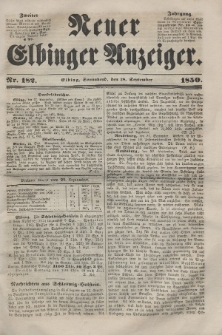 Neuer Elbinger Anzeiger, Nr. 182. Sonnabend, 28. September 1850
