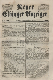 Neuer Elbinger Anzeiger, Nr. 184. Sonnabend, 5. Oktober 1850