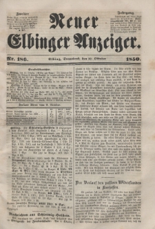 Neuer Elbinger Anzeiger, Nr. 186. Sonnabend, 12. Oktober 1850