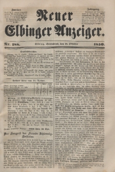 Neuer Elbinger Anzeiger, Nr. 188. Sonnabend, 19. Oktober 1850