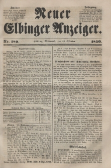 Neuer Elbinger Anzeiger, Nr. 189. Mittwoch, 23. Oktober 1850