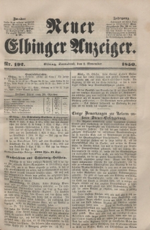 Neuer Elbinger Anzeiger, Nr. 192. Sonnabend, 2. November 1850