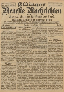 Elbinger Neueste Nachrichten, Nr. 182 Dienstag 6 August 1912 64. Jahrgang