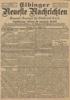 Elbinger Neueste Nachrichten, Nr. 182 Dienstag 6 August 1912 64. Jahrgang