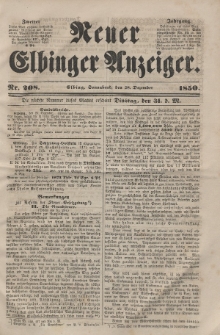 Neuer Elbinger Anzeiger, Nr. 208. Sonnabend, 28. Dezember 1850