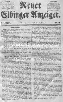 Neuer Elbinger Anzeiger, Nr. 210. Sonnabend, 4. Januar 1851