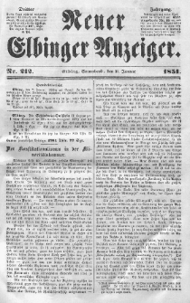 Neuer Elbinger Anzeiger, Nr. 212. Sonnabend, 11. Januar 1851