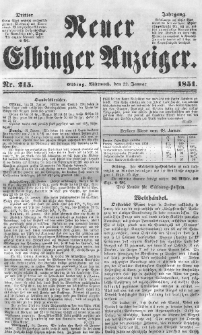 Neuer Elbinger Anzeiger, Nr. 215. Mittwoch, 22. Januar 1851