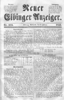 Neuer Elbinger Anzeiger, Nr. 223. Mittwoch, 19. Februar 1851