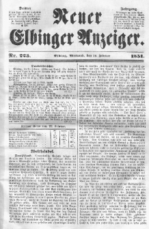 Neuer Elbinger Anzeiger, Nr. 225. Mittwoch, 26. Februar 1851