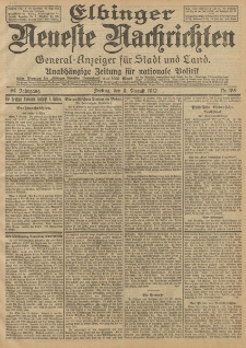 Elbinger Neueste Nachrichten, Nr. 185 Freitag 9 August 1912 64. Jahrgang