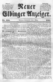Neuer Elbinger Anzeiger, Nr. 226. Sonnabend, 1. März 1851