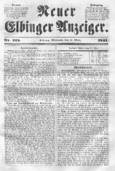 Neuer Elbinger Anzeiger, Nr. 229. Mittwoch, 12. März 1851