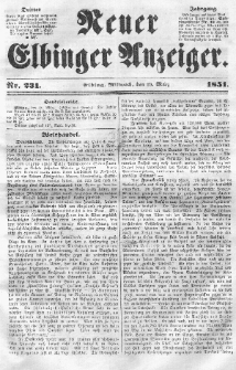 Neuer Elbinger Anzeiger, Nr. 231. Mittwoch, 19. März 1851