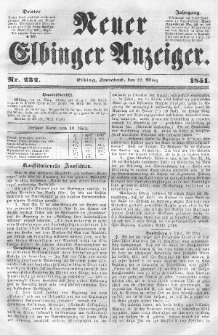 Neuer Elbinger Anzeiger, Nr. 232. Sonnabend, 22. März 1851