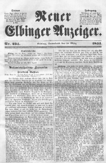 Neuer Elbinger Anzeiger, Nr. 234. Sonnabend, 29. März 1851