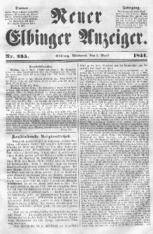 Neuer Elbinger Anzeiger, Nr. 235. Mittwoch, 2. April 1851