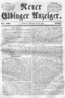 Neuer Elbinger Anzeiger, Nr. 237. Mittwoch, 9. April 1851
