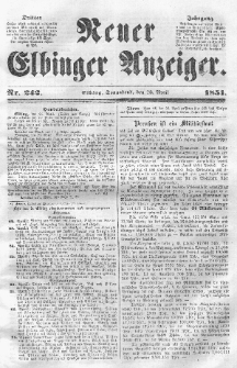 Neuer Elbinger Anzeiger, Nr. 242. Sonnabend, 26. April 1851