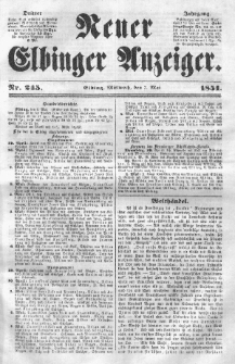 Neuer Elbinger Anzeiger, Nr. 245. Mittwoch, 7. Mai 1851