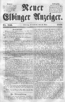Neuer Elbinger Anzeiger, Nr. 246. Sonnabend, 10. Mai 1851