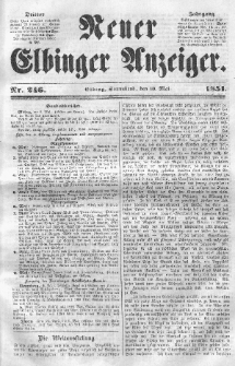 Neuer Elbinger Anzeiger, Nr. 246. Sonnabend, 10. Mai 1851