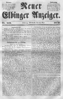 Neuer Elbinger Anzeiger, Nr. 249. Mittwoch, 21. Mai 1851