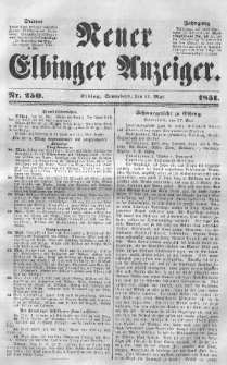 Neuer Elbinger Anzeiger, Nr. 250. Sonnabend, 24. Mai 1851