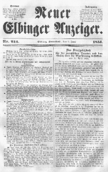 Neuer Elbinger Anzeiger, Nr. 254. Sonnabend, 7. Juni 1851