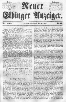 Neuer Elbinger Anzeiger, Nr. 255. Mittwoch, 11. Juni 1851