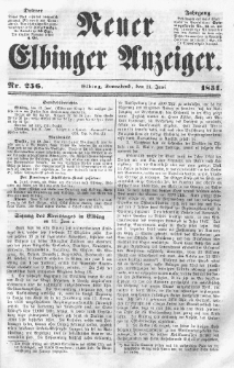 Neuer Elbinger Anzeiger, Nr. 256. Sonnabend, 14. Juni 1851