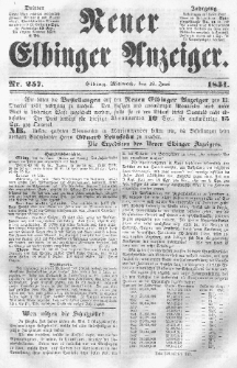 Neuer Elbinger Anzeiger, Nr. 257. Mittwoch, 18. Juni 1851