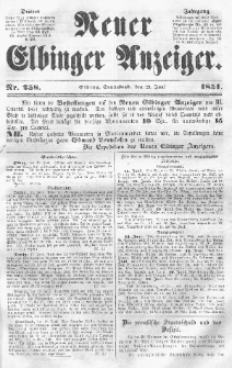Neuer Elbinger Anzeiger, Nr. 258. Sonnabend, 21. Juni 1851