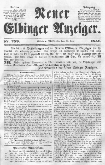 Neuer Elbinger Anzeiger, Nr. 259. Mittwoch, 25. Juni 1851