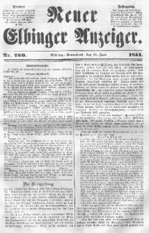 Neuer Elbinger Anzeiger, Nr. 260. Sonnabend, 28. Juni 1851