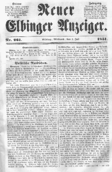 Neuer Elbinger Anzeiger, Nr. 261. Mittwoch, 2. Juli 1851
