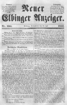 Neuer Elbinger Anzeiger, Nr. 264. Sonnabend, 12. Juli 1851