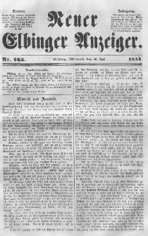Neuer Elbinger Anzeiger, Nr. 265. Mittwoch, 16. Juli 1851