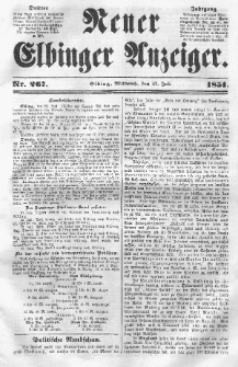 Neuer Elbinger Anzeiger, Nr. 267. Mittwoch, 23. Juli 1851