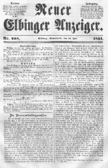 Neuer Elbinger Anzeiger, Nr. 268. Sonnabend, 26. Juli 1851