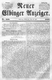 Neuer Elbinger Anzeiger, Nr. 269. Mittwoch, 30. Juli 1851