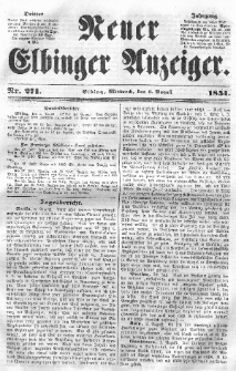 Neuer Elbinger Anzeiger, Nr. 271. Mittwoch, 6. August 1851