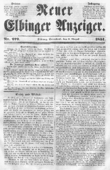 Neuer Elbinger Anzeiger, Nr. 272. Sonnabend, 9. August 1851