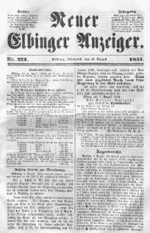 Neuer Elbinger Anzeiger, Nr. 273. Mittwoch, 13. August 1851