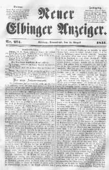 Neuer Elbinger Anzeiger, Nr. 274. Sonnabend, 16. August 1851