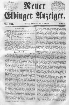 Neuer Elbinger Anzeiger, Nr. 277. Mittwoch, 27. August 1851