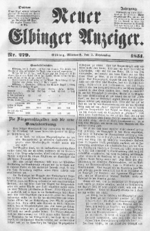 Neuer Elbinger Anzeiger, Nr. 279. Mittwoch, 3. September 1851