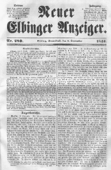 Neuer Elbinger Anzeiger, Nr. 280. Sonnabend, 6. September 1851